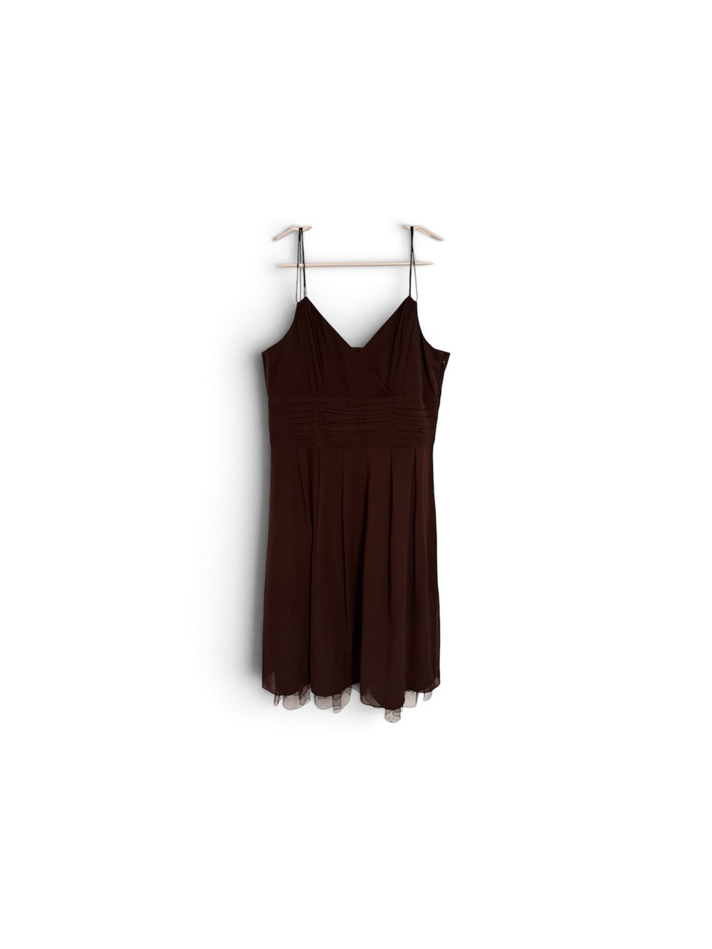 Ann Taylor Chocolate Brown Ruched Empire Midi Dress